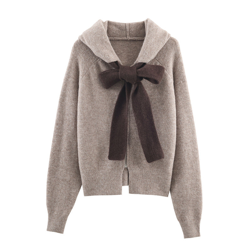 Pull tricoté stylé pour femmes avec capuche et cordon décoratif Chic & Stil