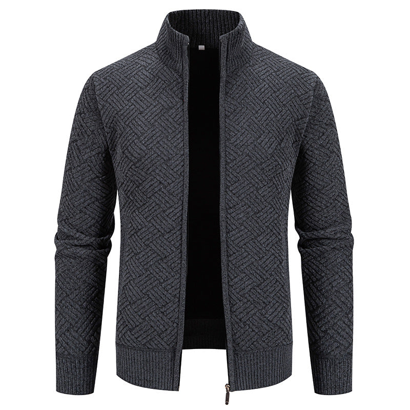 Men's knit jacket with modern plaid pattern Lune London