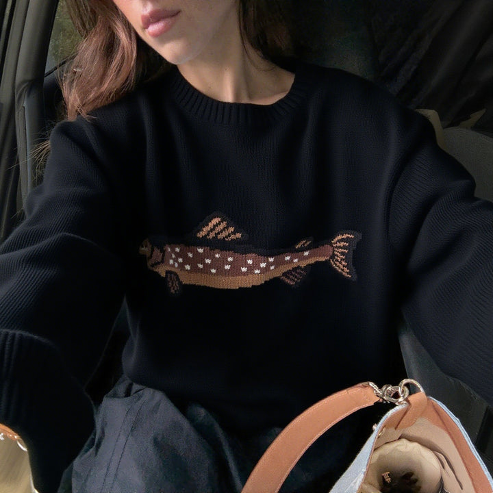 Women's sweatshirt with unique fish embroidery Lune London
