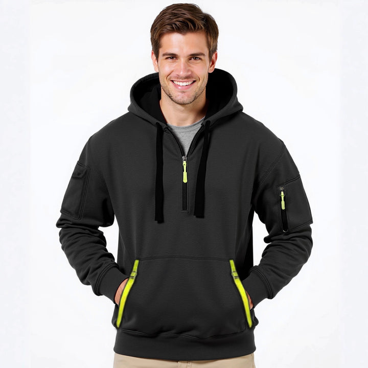 Fashionable men's hoodie with an innovative pocket solution Lune London