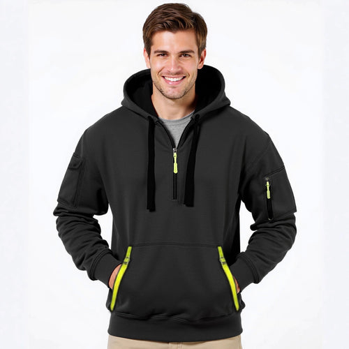 Fashionable men's hoodie with an innovative pocket solution Lune London
