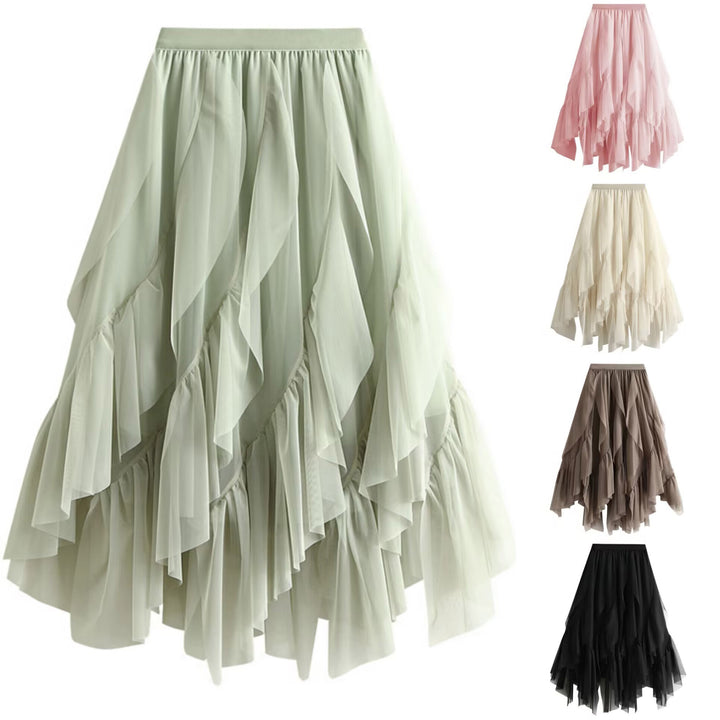 Voluminous tulle skirt for women with asymmetrical hem and multi-layer design Lune London