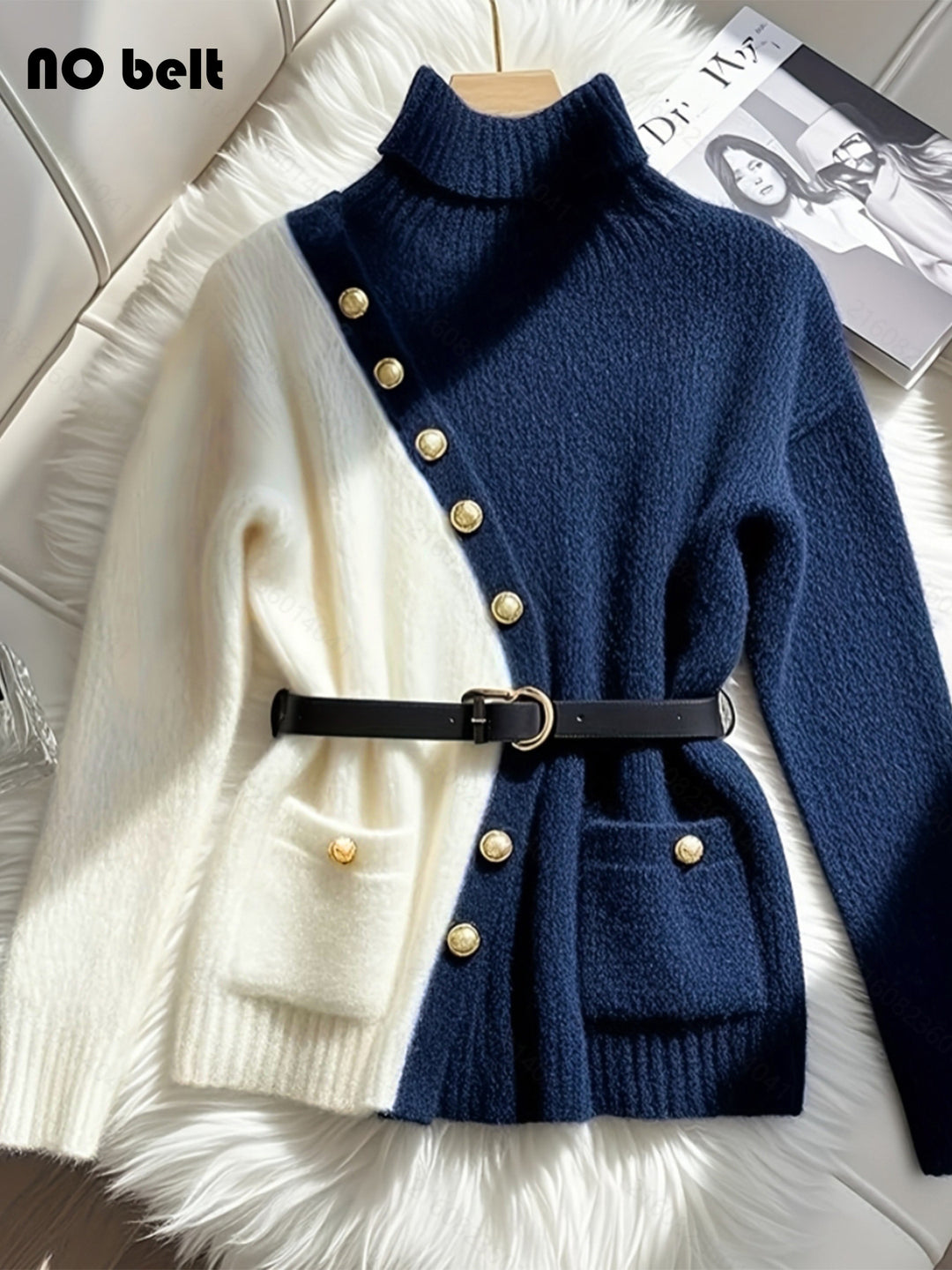 Women Chic sweater with high collar and elegant buttons Lune London