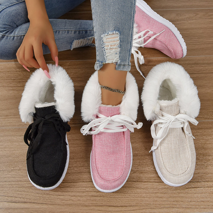 Women comfortable sneakers with fur collar and non-slip sole Lune London