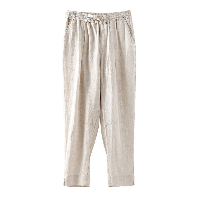 Casual linen pants for women with an elastic waist and practical side pockets Lune London
