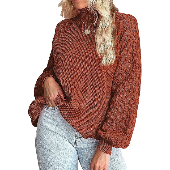 Thick knitted sweater for women with high collar and textured pattern Lune London
