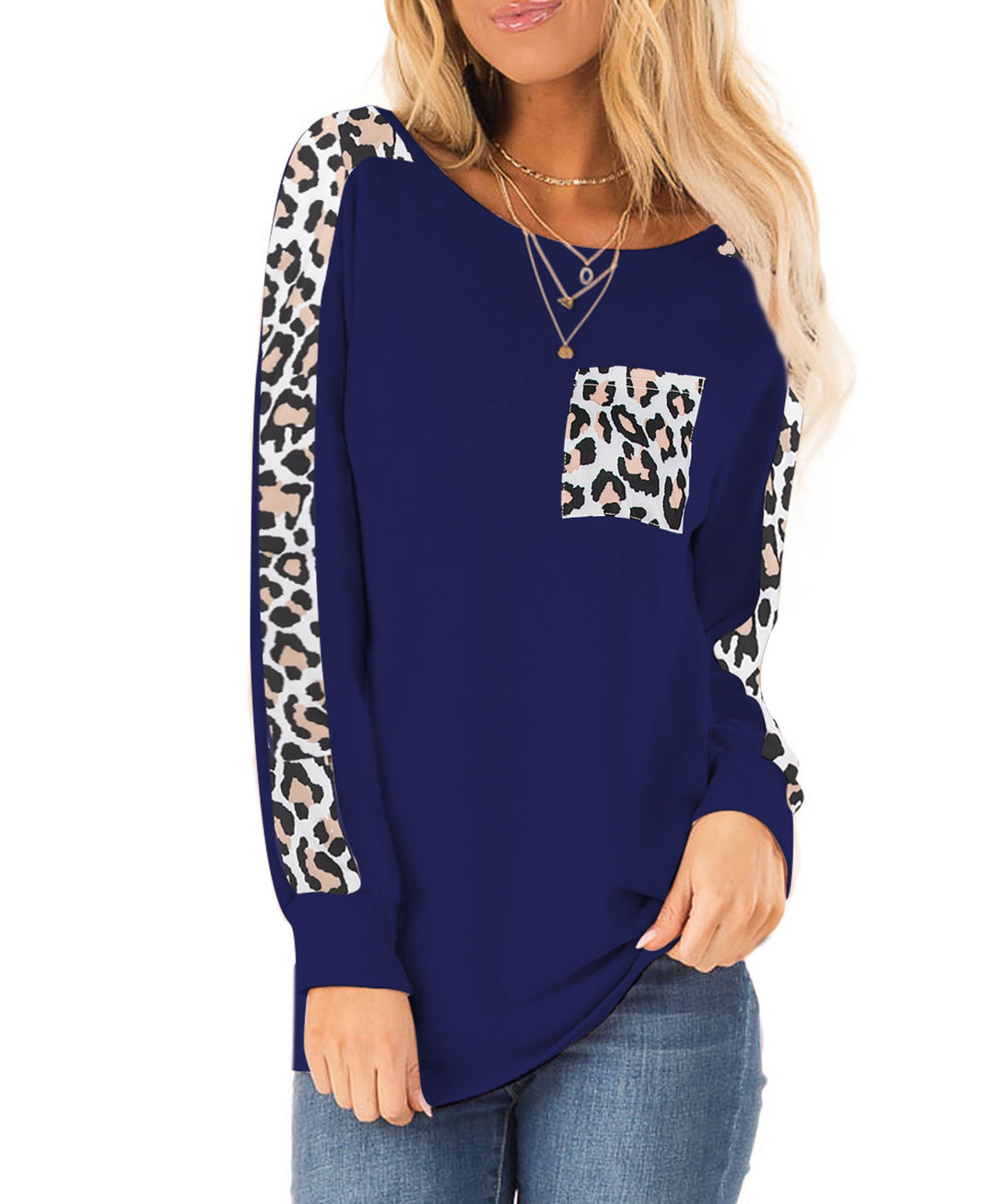 Women’s trendy long sleeve T-shirt with leopard appliqués Lune London