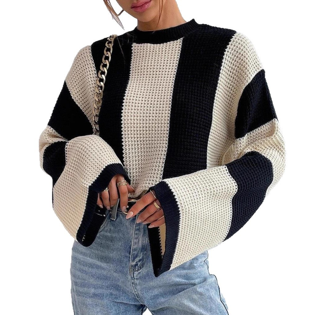 Oversized knitted sweater for ladies with a trendy striped pattern Lune London