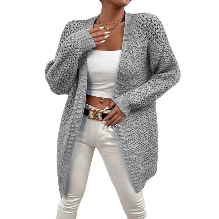 Ladies chunky knit cardigan with open stitches Lune London