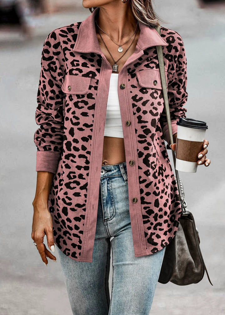 Plaid corduroy jacket for women with animal print Lune London