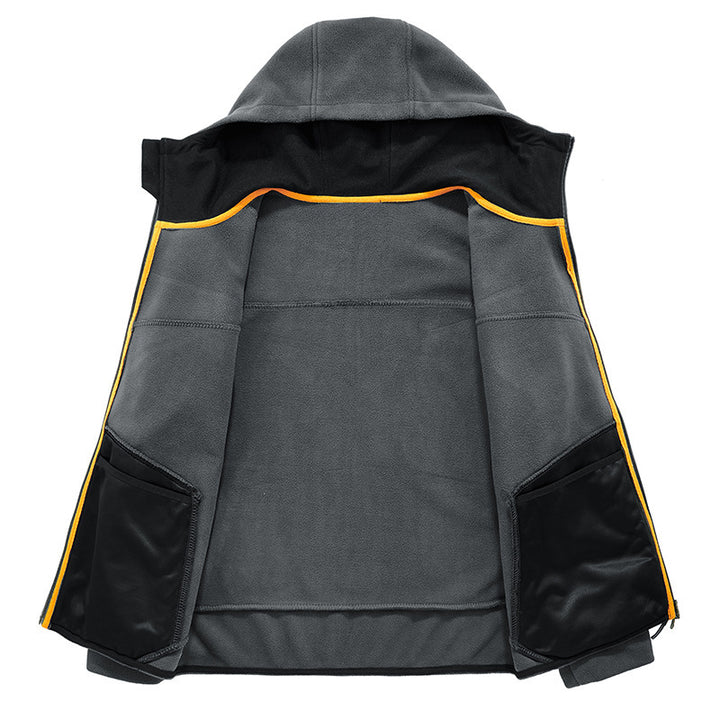 Fleece jacket for men with practical pockets and adjustable hood Lune London