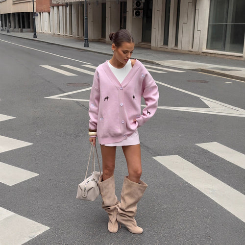 Casual knit jacket for women with innovative detailed embellishments Lune London
