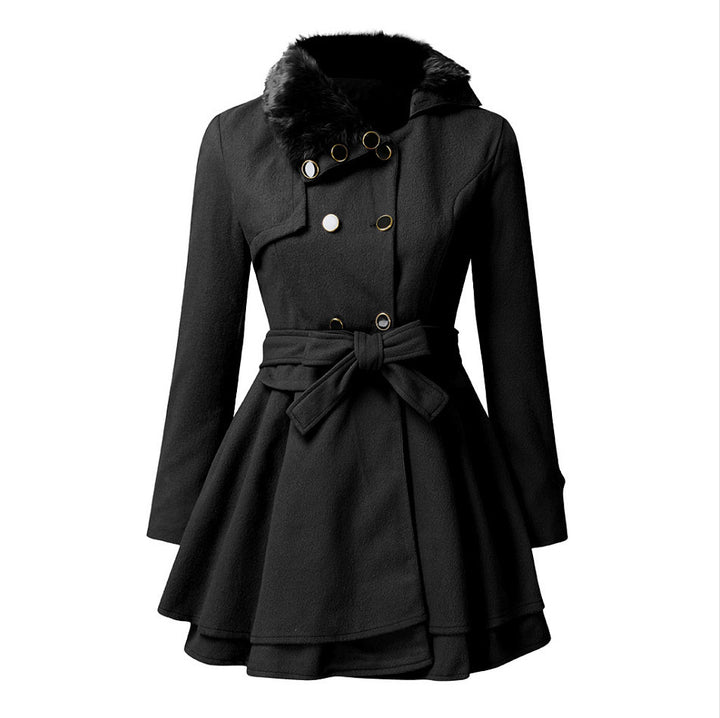 Elegant trench coat for women with removable fur collar and belted waist Lune London