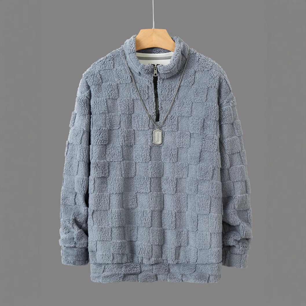 Comfortable fleece pullover for men with a high collar and zipper Lune London