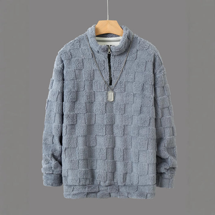 Comfortable fleece pullover for men with a high collar and zipper Lune London