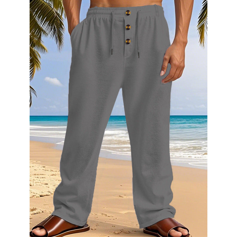 Comfortable summer leisure pants for men with elastic waistband and modern button details Lune London