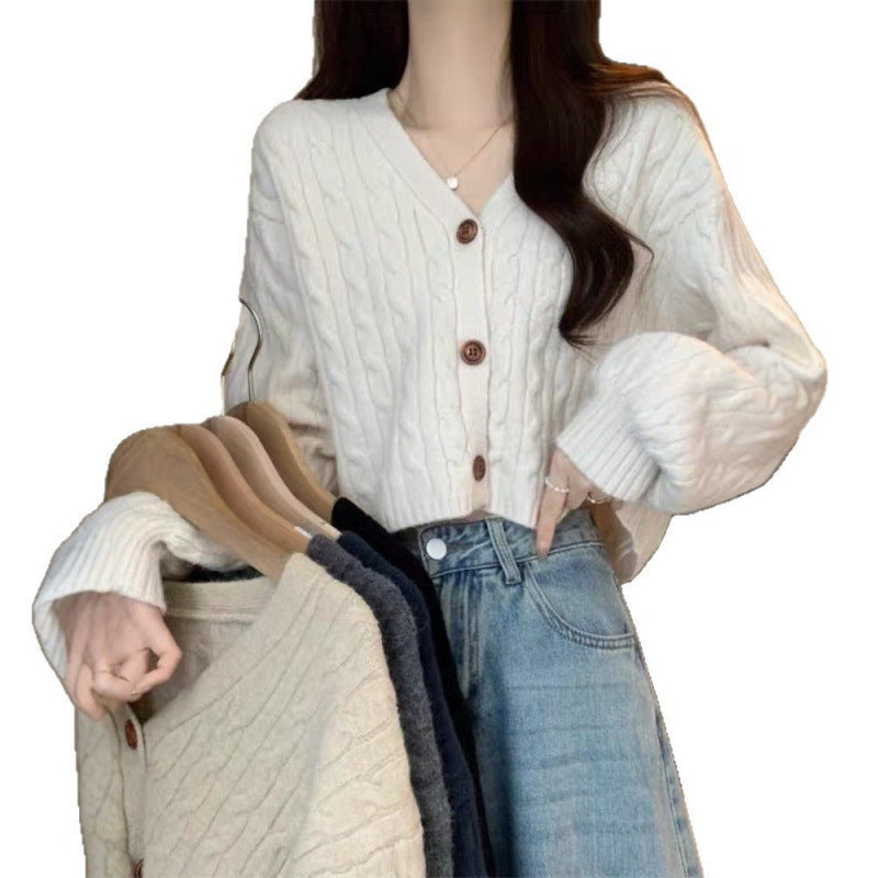 Cardigan en tricot épais pour femmes avec détails de boutons et décolleté en V profond Chic & Stil