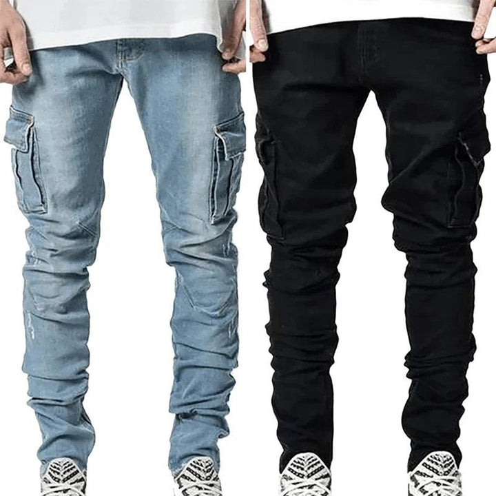 Men's Cargo Jeans with Multifunctional Pockets and Modern Slim-Fit Cut Chic Und Stil