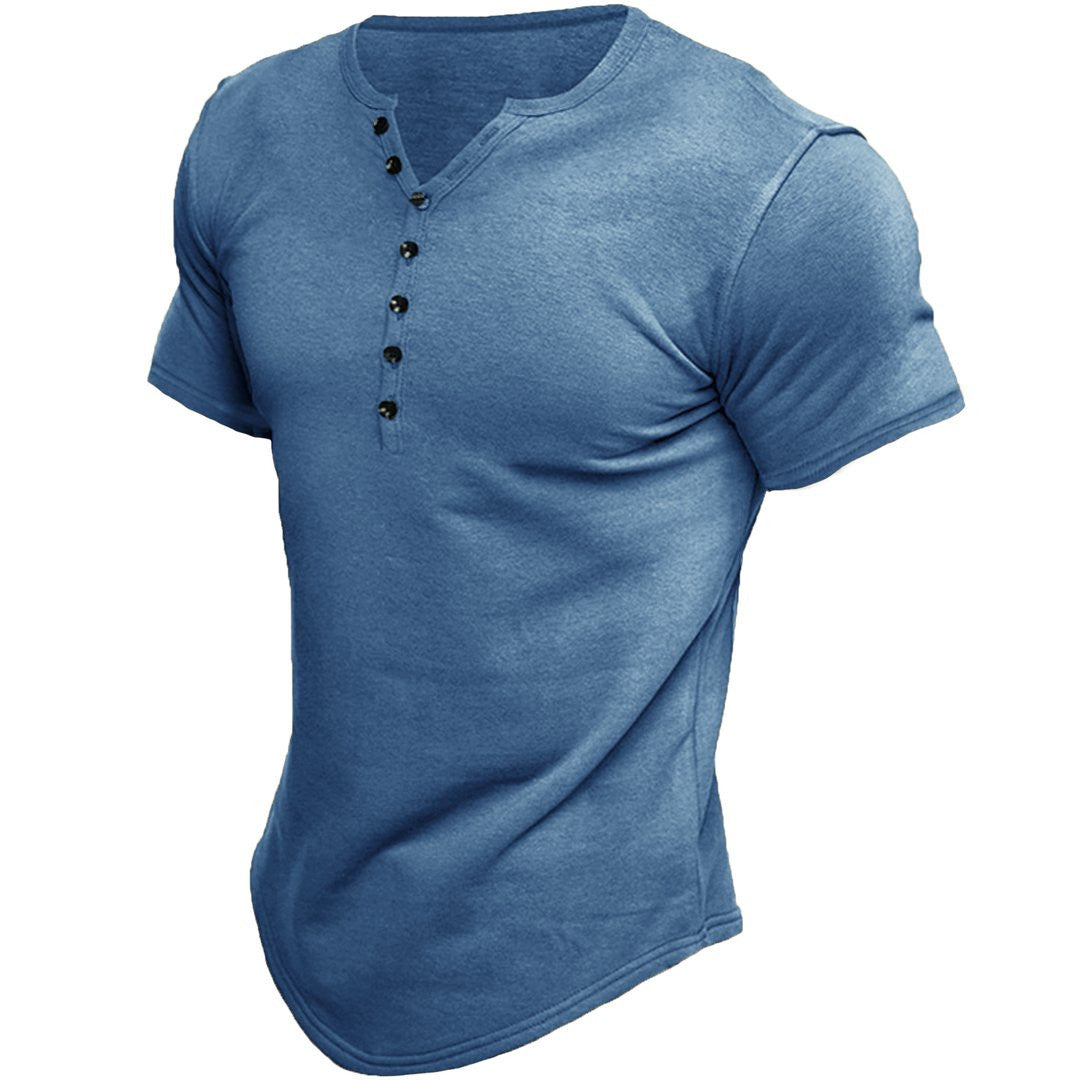 Men's Casual Short Sleeve Henley T-shirt Lune London