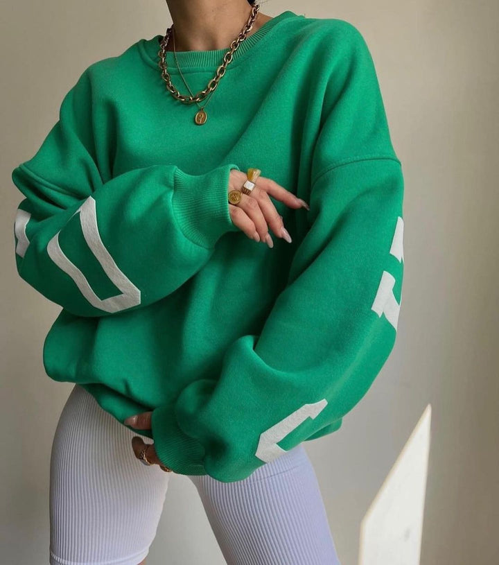Ladies Oversized Sweatshirt with Chic Logo and Striking Style