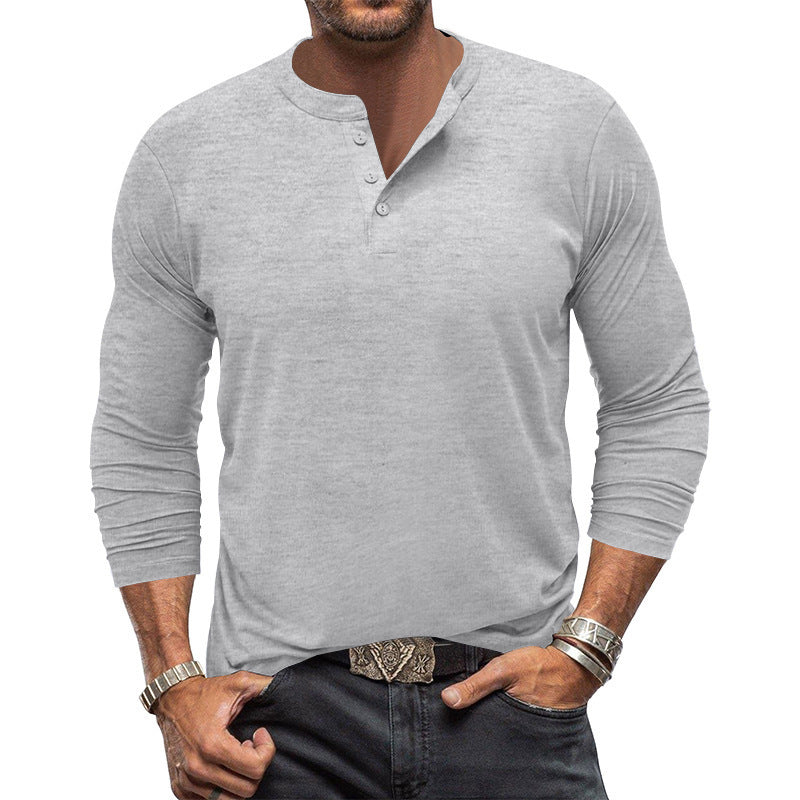 Men's Long Sleeve T-Shirt with Button Placket Lune London