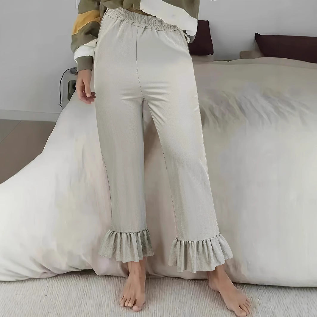 Elegant palazzo pants for women with ruffle finishes Lune London