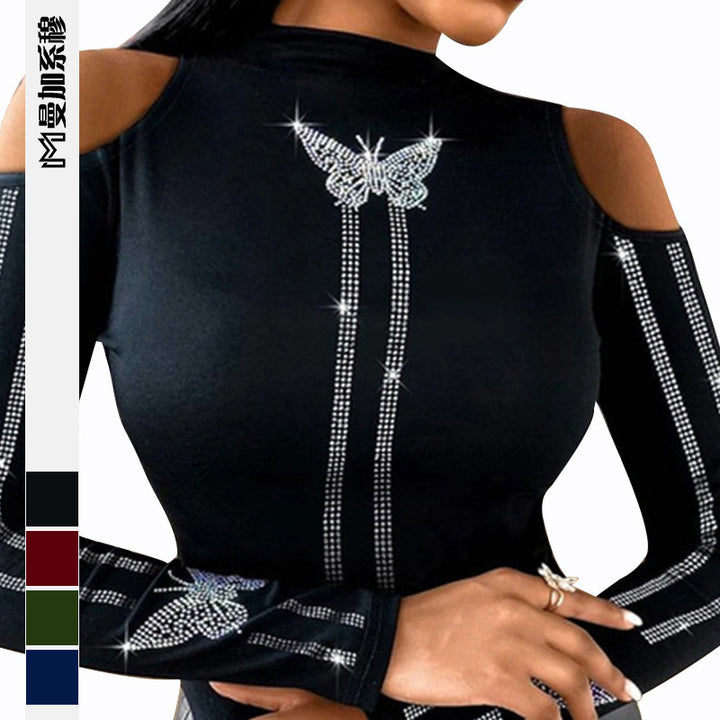 Ladies Elegant Top with Extravagant Armholes and Sparkling Appliqués Lune London