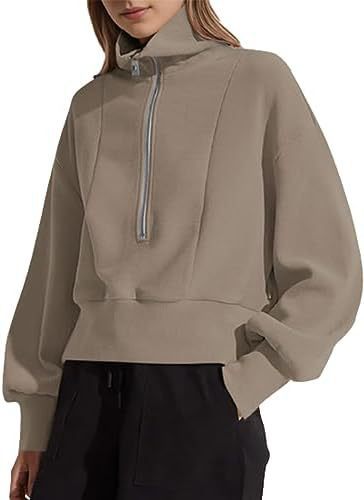 Pull-over zippé sportif pour femmes avec col montant Lune London