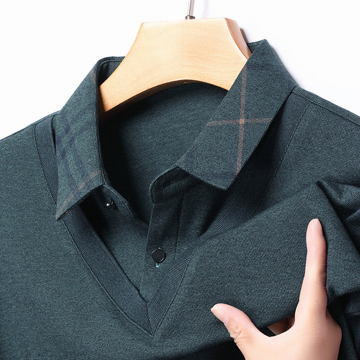 Elegant V-neck sweater for men with a structured collar and a chic and stylish modern design