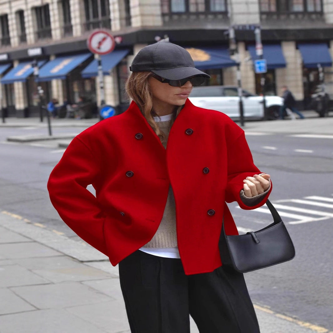 Women's wool coat with double-breasted buttons and loose fit Lune London