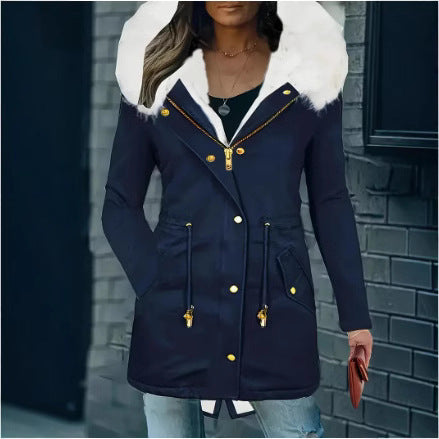 Ladies padded winter coat with removable hood Lune London