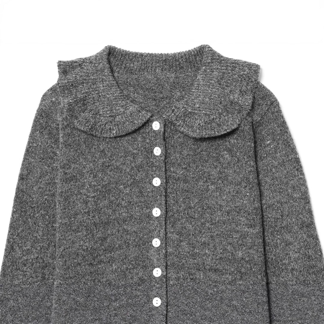 Knitted jacket for women with Peter Pan collar and button detail Lune London
