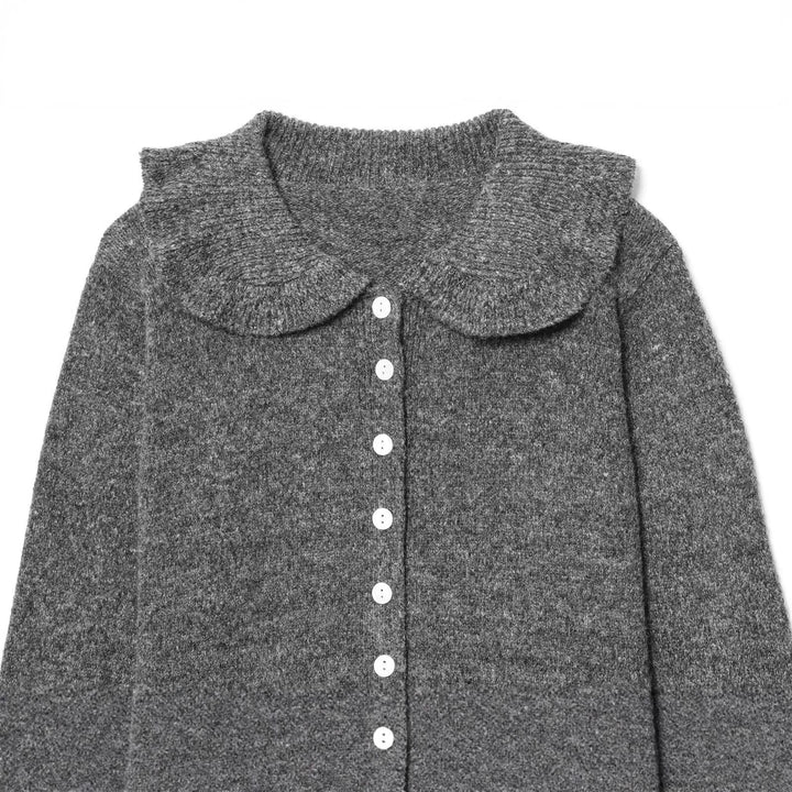 Knitted jacket for women with Peter Pan collar and button detail Lune London