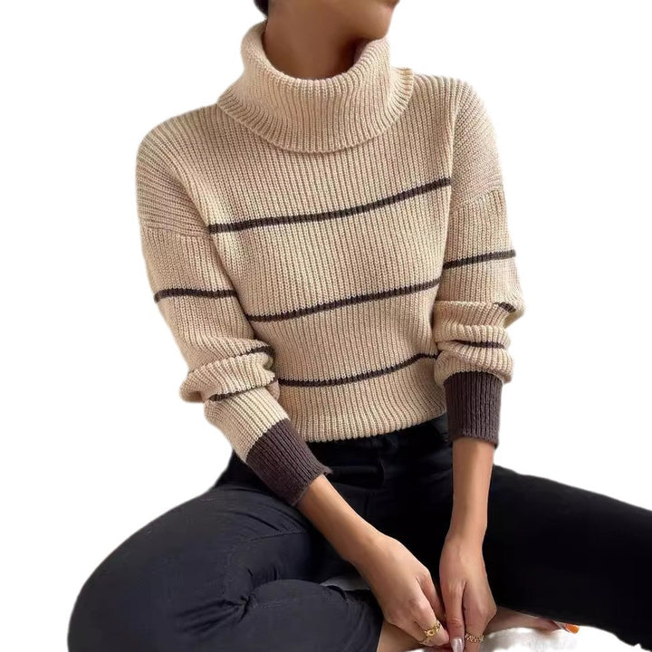 Sweater women with high collar and striped pattern Lune London