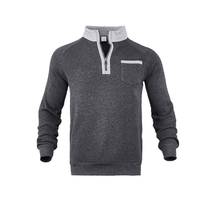 Men's modern hoodie with chest pocket and half-zip and chic sporty elements