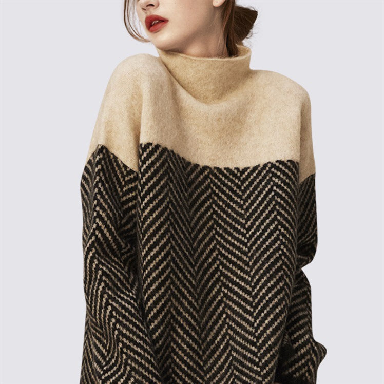 Comfortable knitted sweater for women with a trendy zigzag pattern Lune London