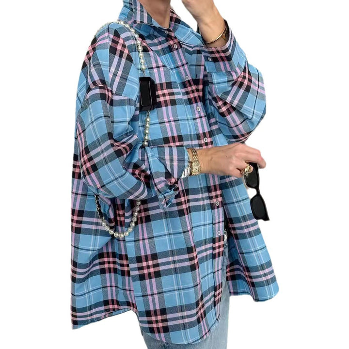 Oversized plaid shirt ladies Chic und Style