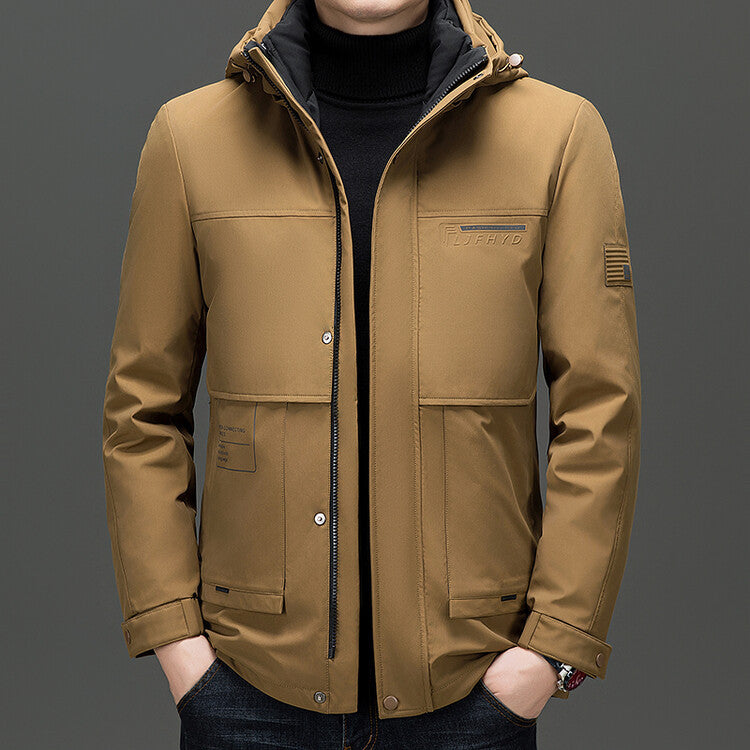 Waterproof transition jacket for men with practical inner lining Lune London