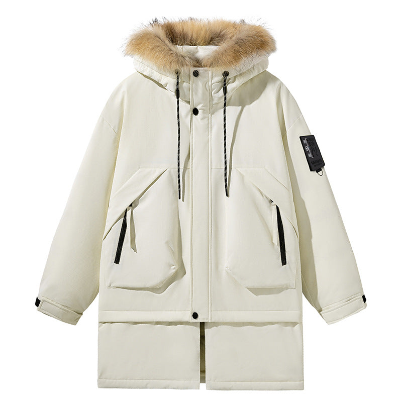 Ladies long functional jacket with removable hood and faux fur Lune London