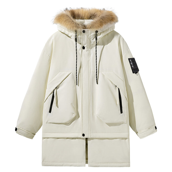 Ladies long functional jacket with removable hood and faux fur Lune London