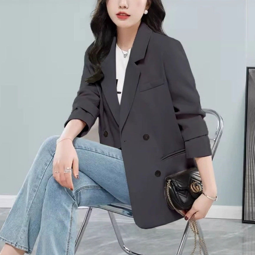 Blazer oversized élégant pour femmes avec patte de boutonnage double et détails élégants Chic & Stil