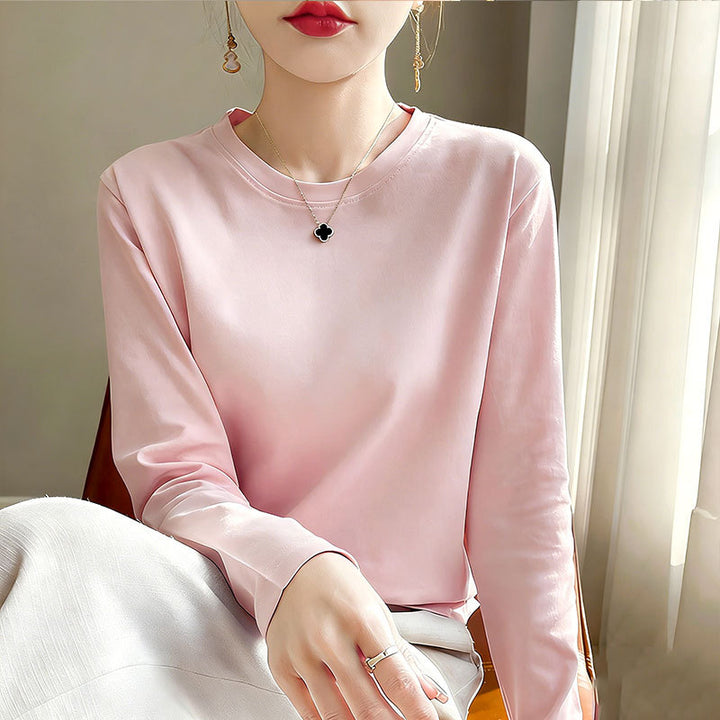 Women Round Neck Long Sleeve Shirt Chic & Stil