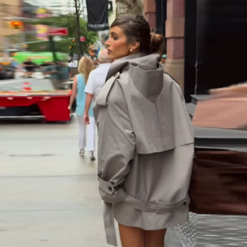 Ladies Urban Trench Coat with high collar and double-breasted Lune London