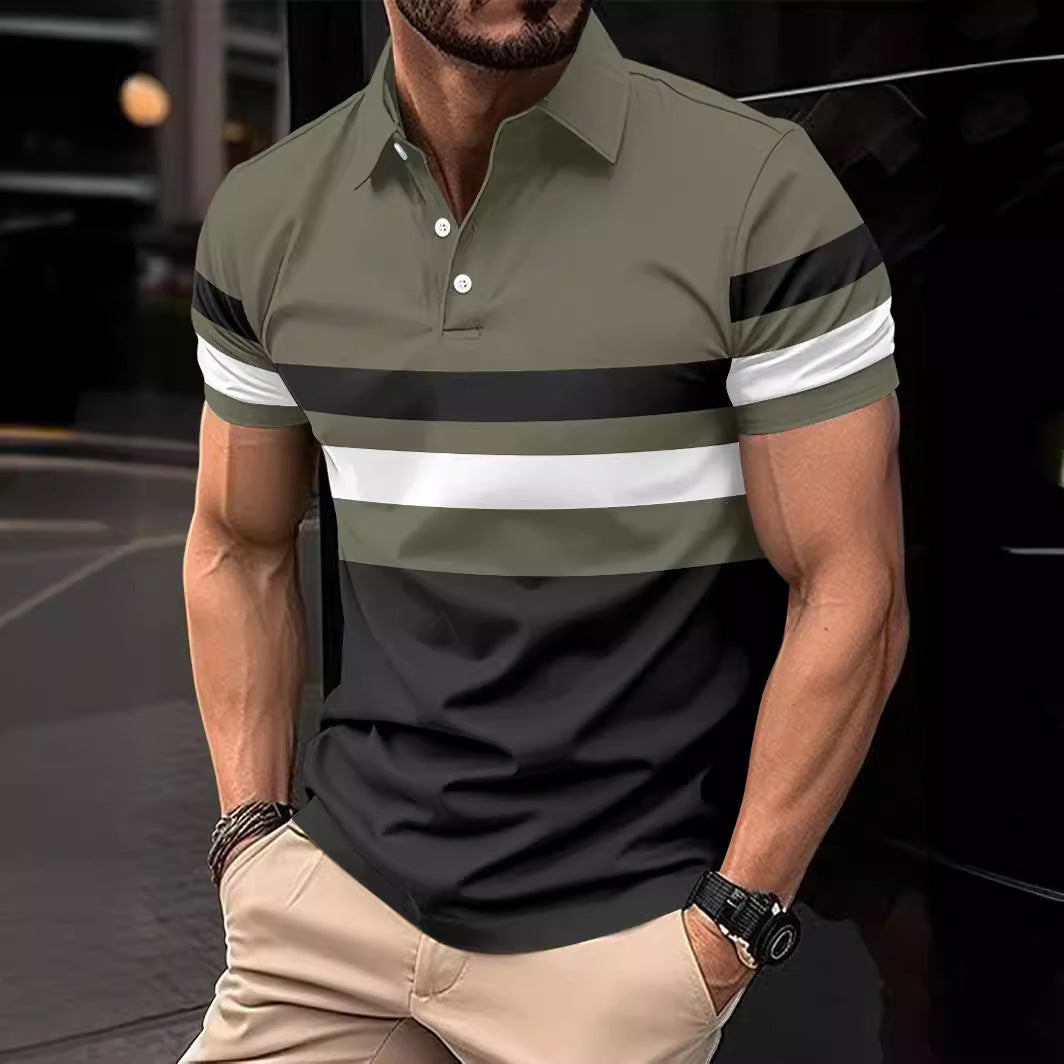 Men's Active Striped Polo Shirt Trendy Lune London