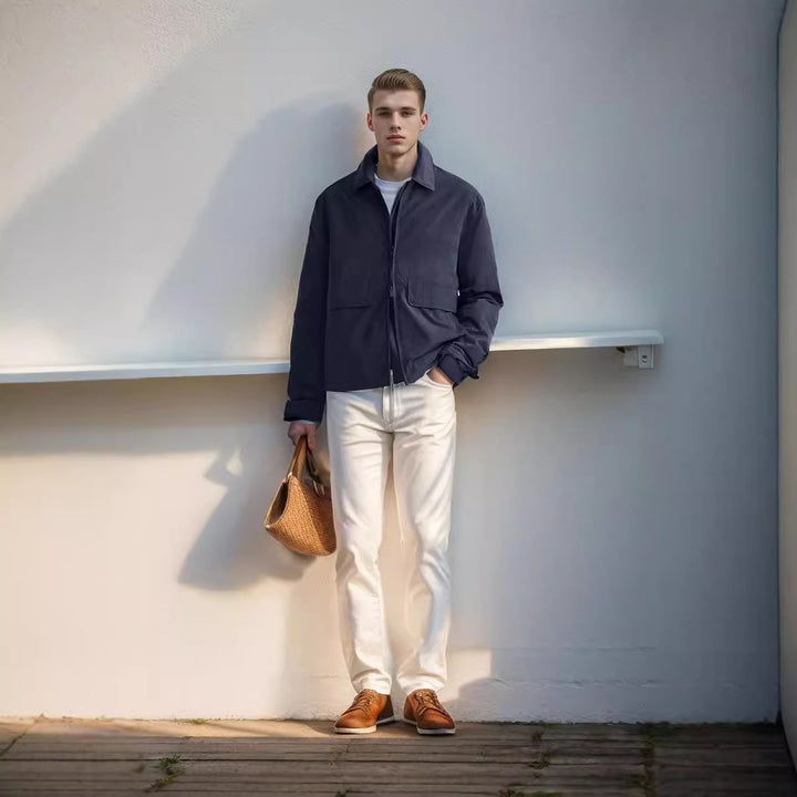 Lightweight transitional jacket for men with practical chest pockets and modern cut Lune London