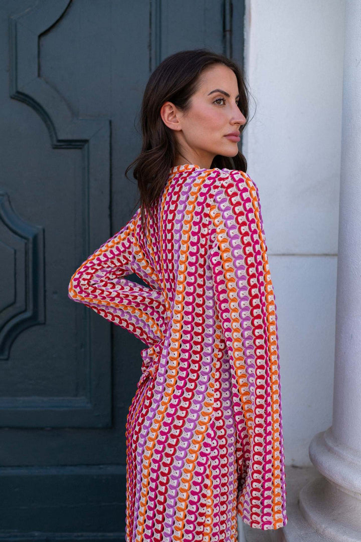 Elegant maxi dress for women with deep V-neck and wide sleeves Lune London