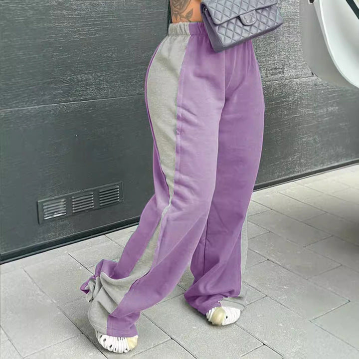 Casual women's sports pants with colorful side inserts and an elastic waistband Lune London