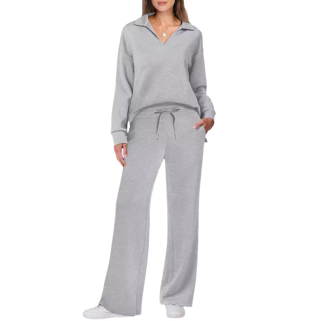 Ladies casual set with large collar and comfortable loose pants Lune London