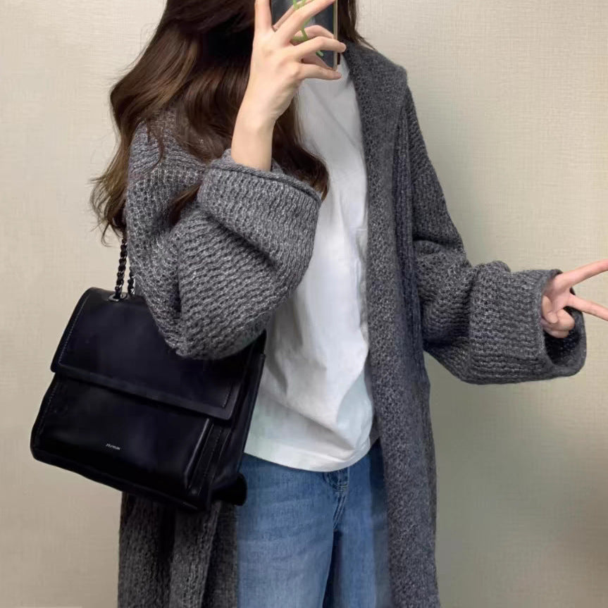 Ladies Thick Knit Open Cut Cardigan with Casual Chic Design