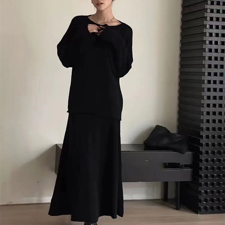 Robe tricotée pour femmes au design décontracté à épaules dénudées avec une coupe ample